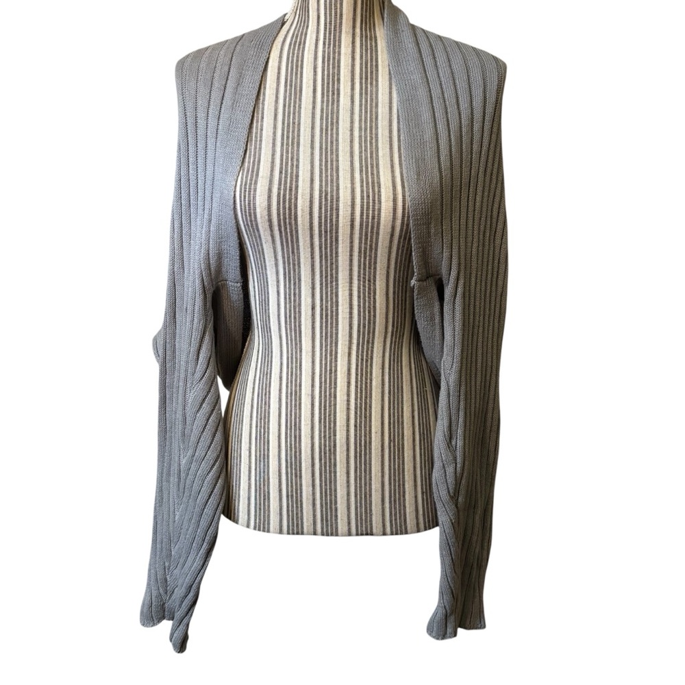 Wild Fable Shrug Cardigan Medium Gray Ribbed Open-Front Long-Sleeved Cotton Poly